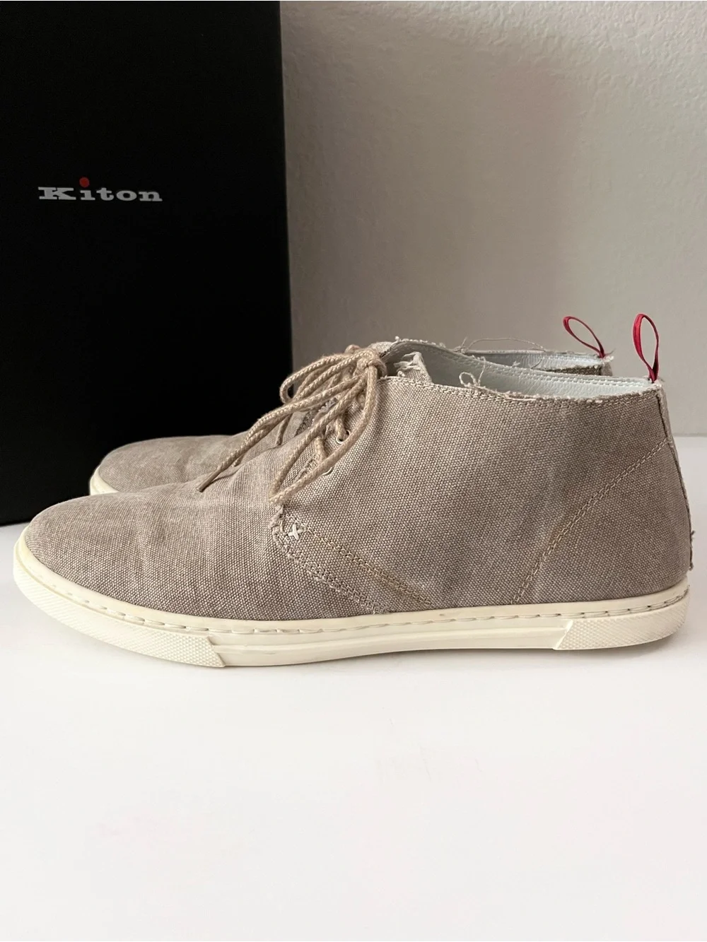 Kiton linen lace up chukka sneakers